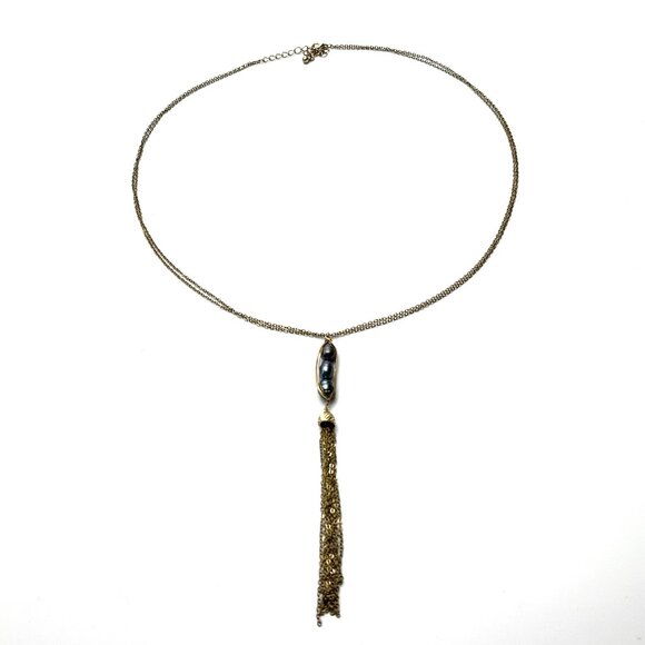 Wire-Wrapped Peacock Pearl "Peapod" Pendant Necklace — Double-Stranded EUC - Picture 3 of 10